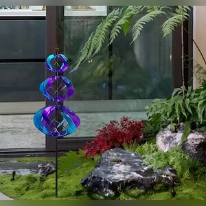 Colorful kinetic triple layer metal wind spinner, new, one available